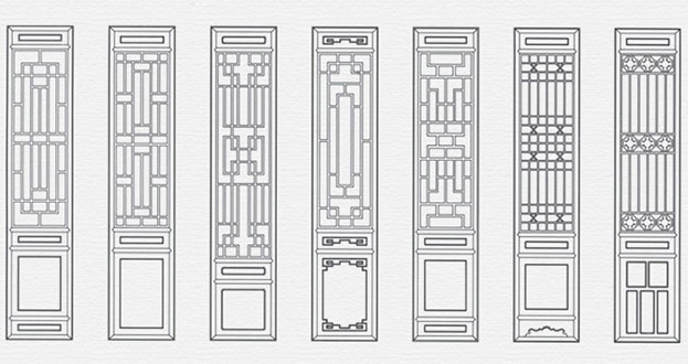 昆都仑常用中式仿古花窗图案隔断设计图